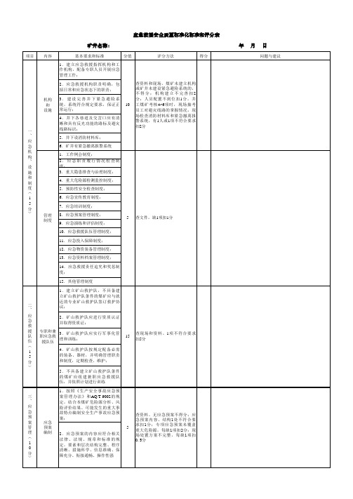 应急救援安全质量标准化标准和评分表