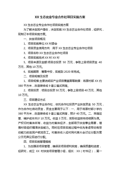 XX生态农业专业合作社项目实施方案