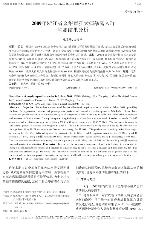 2009年浙江省金华市狂犬病暴露人群监测结果分析