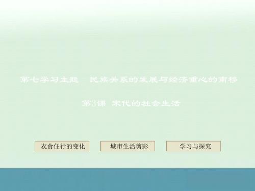 初中历史川教版七年级下册教学资料《宋代的社会生活》课件