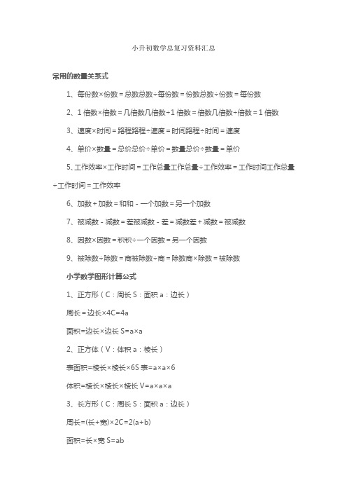 (精编)小升初数学总复习资料汇总 70页