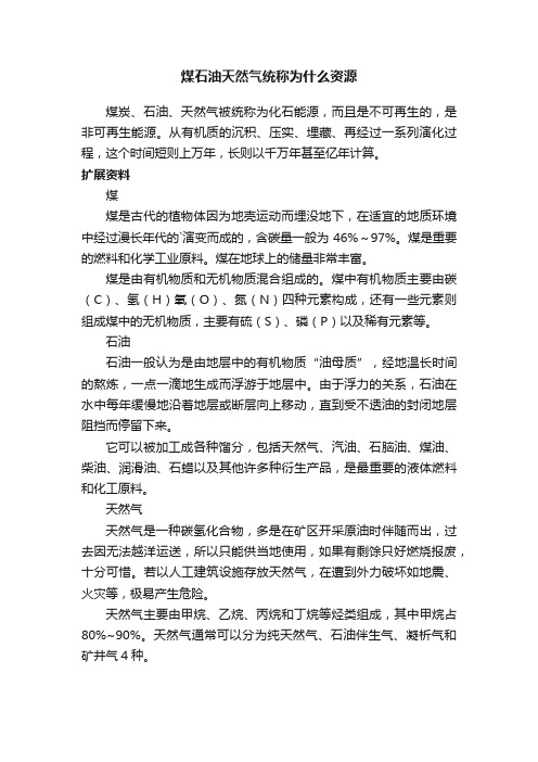 煤石油天然气统称为什么资源