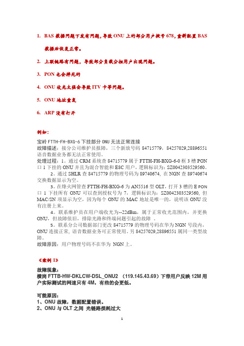 FTTX故障案例要点