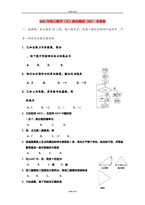 2021年高三数学(文)综合测试(03) 含答案