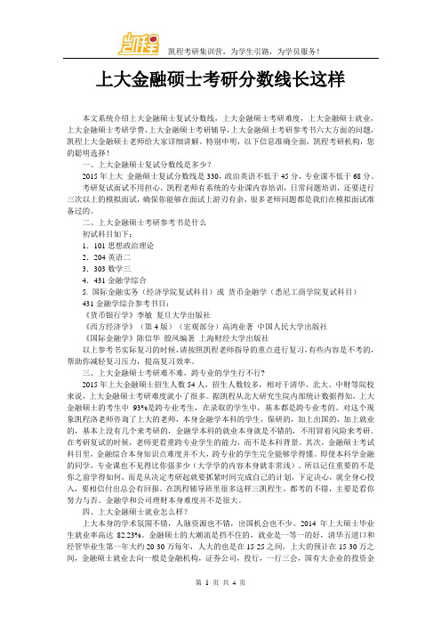 上大金融硕士考研分数线长这样