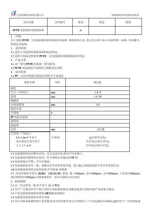 PP,PE包装袋技术检验标准