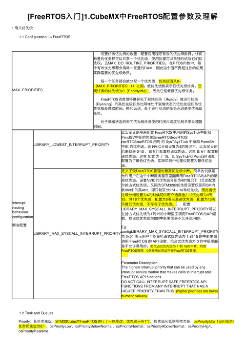 [FreeRTOS入门]1.CubeMX中FreeRTOS配置参数及理解