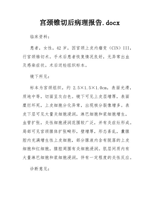 宫颈锥切后病理报告.docx