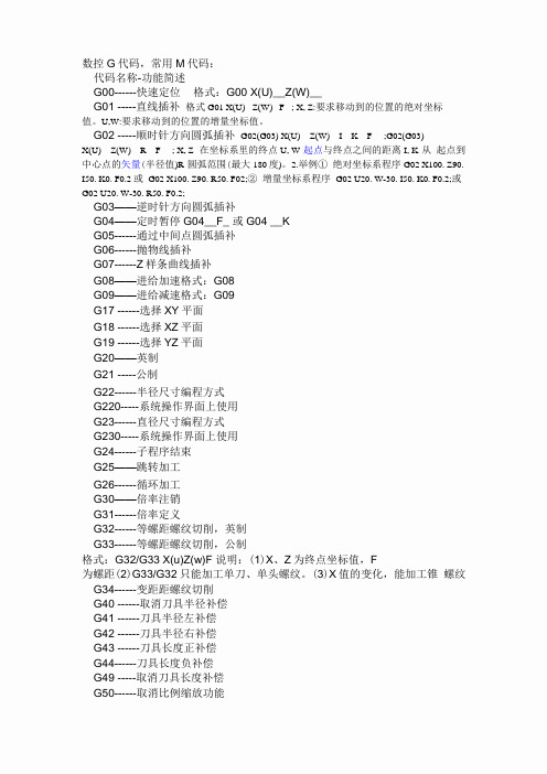 数控车床常用代码