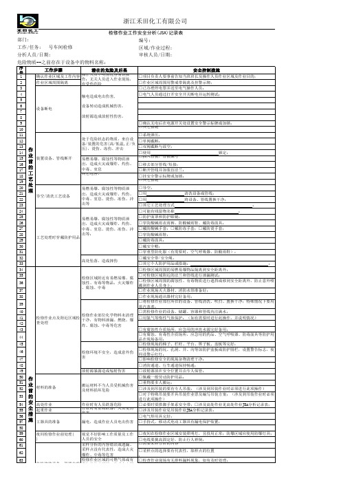 检修作业JSA分析表