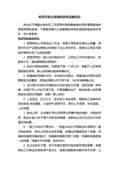 给领导表达感谢的简单温馨短信