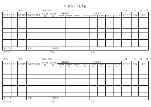 印刷生产日报表