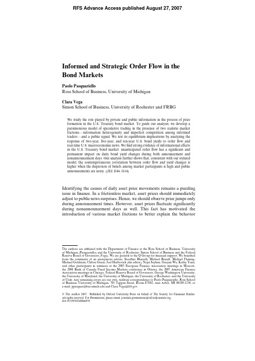 Informed and Strategic Order Flow in the Bond Markets