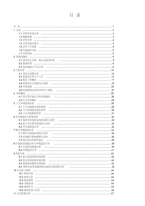 化工生产项目环评报告书