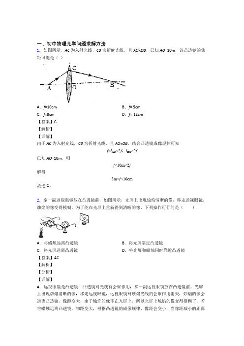 2020-2021全国中考物理光学问题求解方法的综合中考真题分类汇总含详细答案