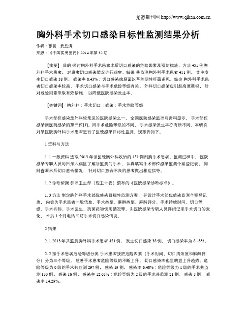 胸外科手术切口感染目标性监测结果分析