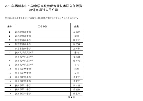 2010扬州中学高级公示