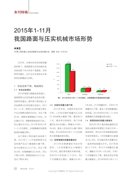 2015年1-11月我国路面与压实机械市场形势