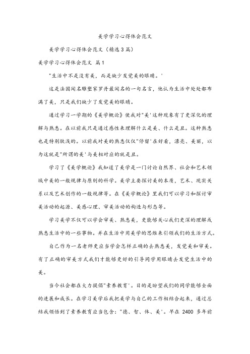 美学学习心得体会范文