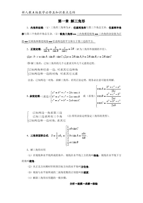 (完整版)人教版数学必修五知识点总结