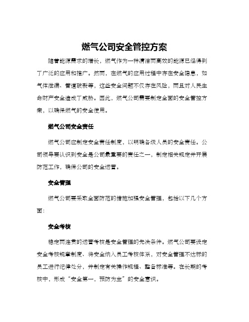 燃气公司安全管控方案