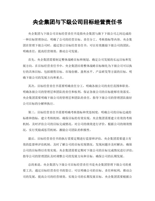 央企集团与下级公司目标经营责任书