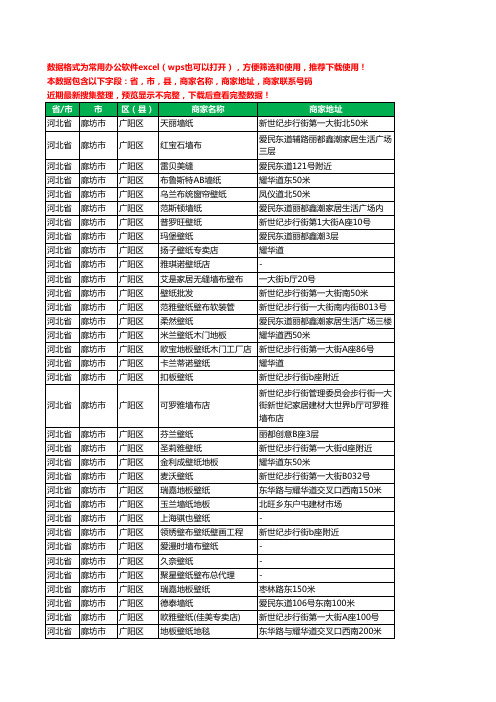 2020新版河北省廊坊市广阳区壁纸工商企业公司商家名录名单联系电话号码地址大全37家