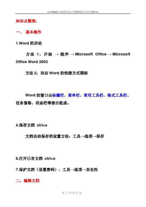 Word2003-知识点整理