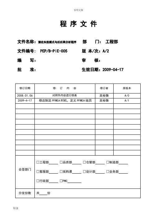 潜在失效模式与后果分析报告程序