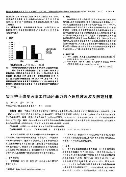 实习护士遭受医院工作场所暴力的心理应激反应及防范对策