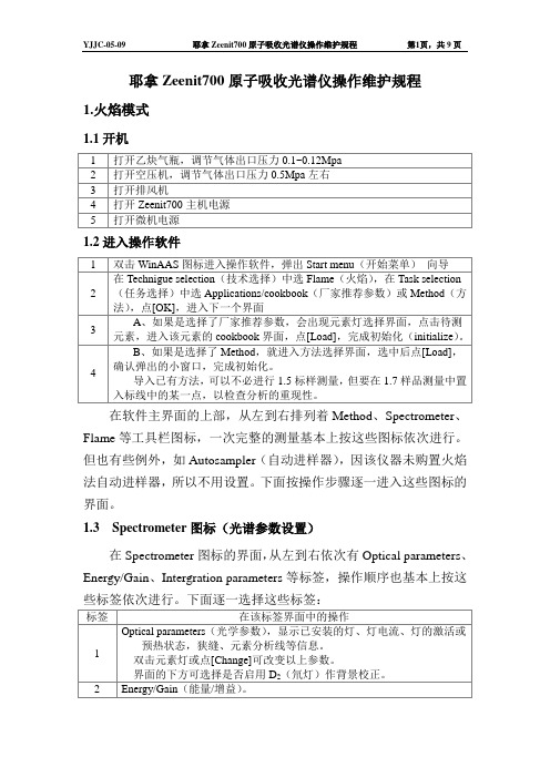 9--耶拿Zeenit700原子吸收光谱仪操作维护规程