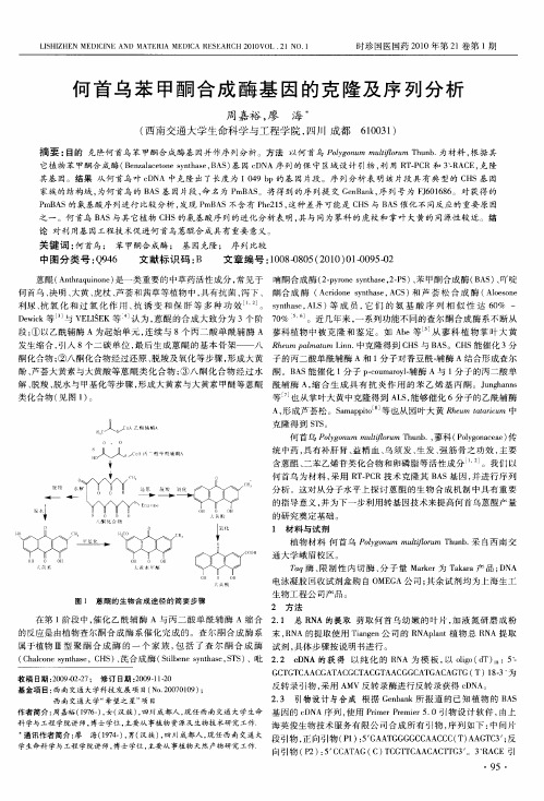 何首乌苯甲酮合成酶基因的克隆及序列分析