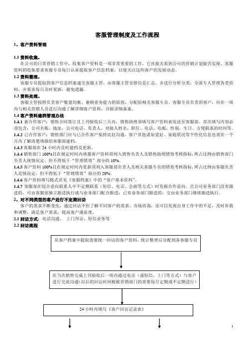 客服管理制度及工作流程