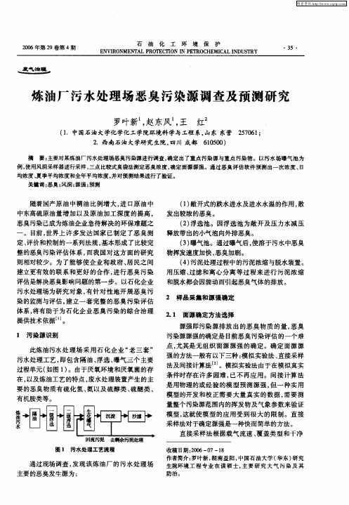 炼油厂污水处理场恶臭污染源调查及预测研究