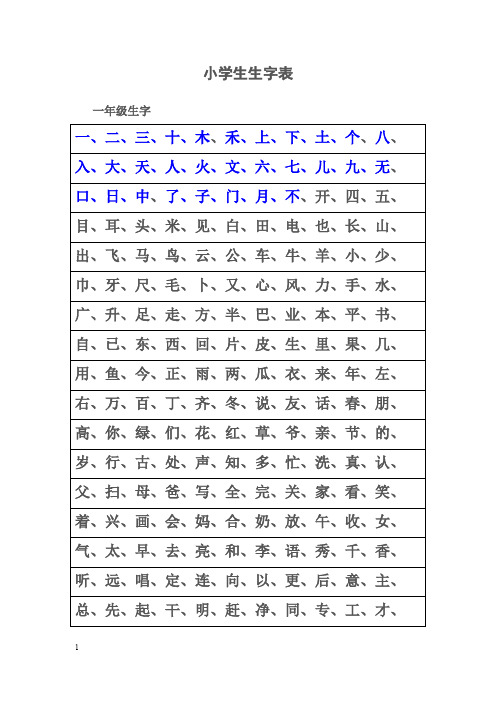 (完整版)小学生生字表