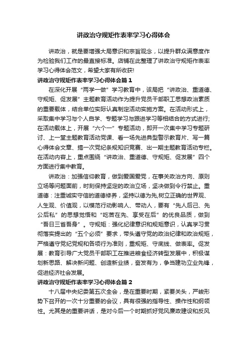 讲政治守规矩作表率学习心得体会