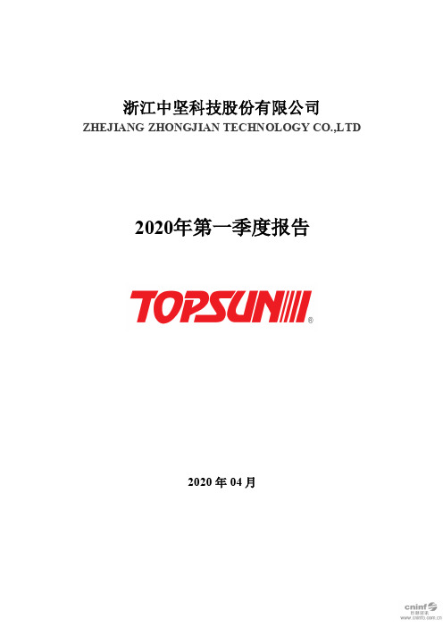 中坚科技:2020年第一季度报告全文