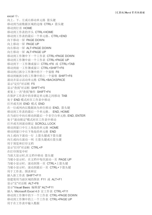 (完整版)Word常用快捷键