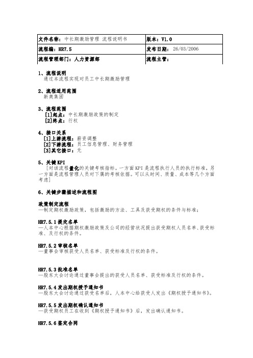 IBM-新奥燃气控股集团—中长期激励管理流程说明书-梁胜利