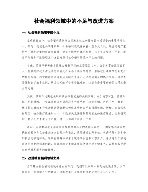 社会福利领域中的不足与改进方案