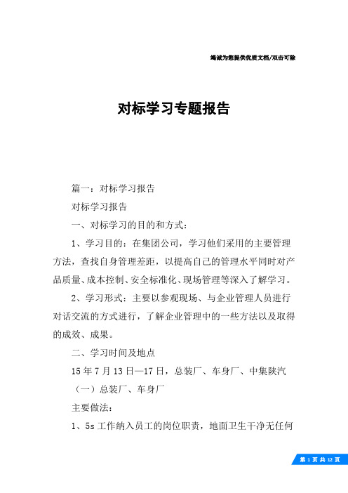 对标学习专题报告