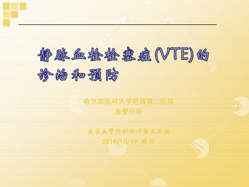 静脉血栓栓塞(VTE)诊断、治疗和预防