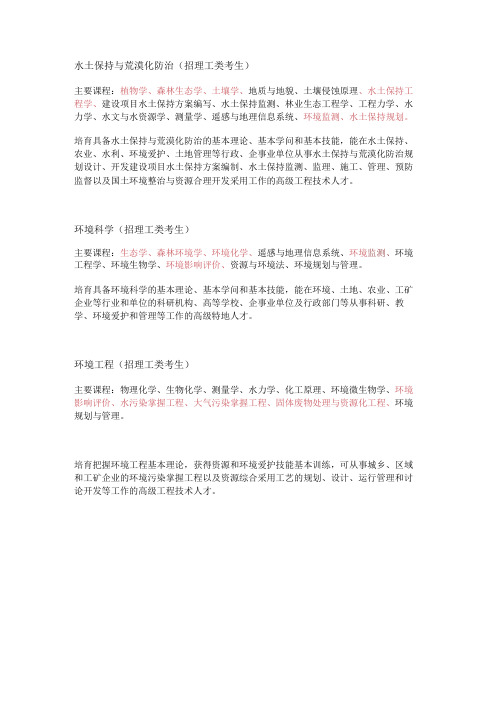 涉及环境监测相关的专业