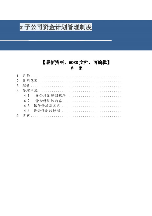 x子公司资金计划管理制度9