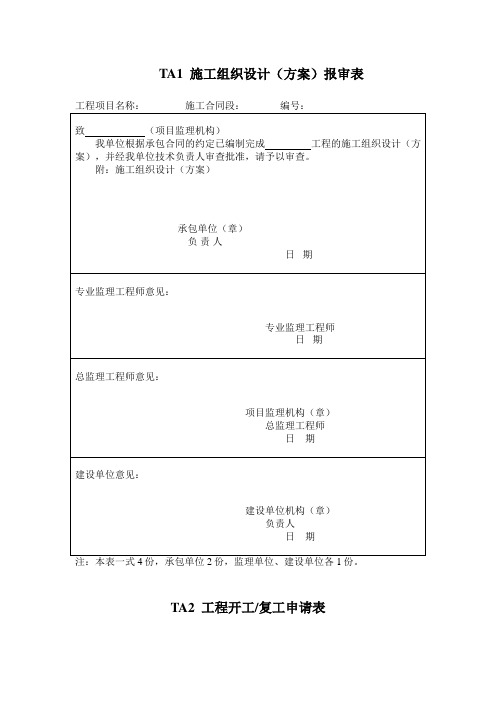 铁路建设工程监理规范表格