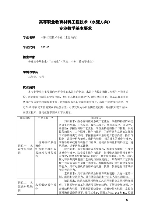 材料工程技术(水泥方向)-550105