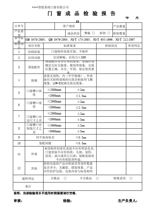 系统门窗成品检验流程及报告