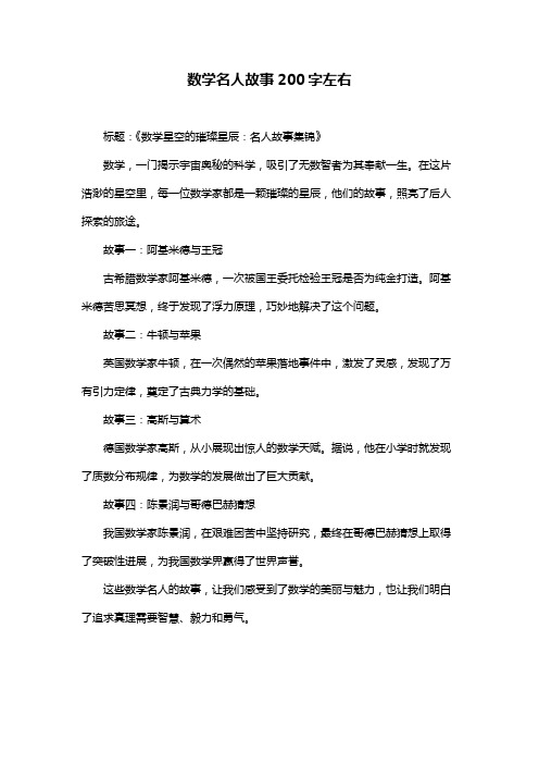 数学名人故事200字左右