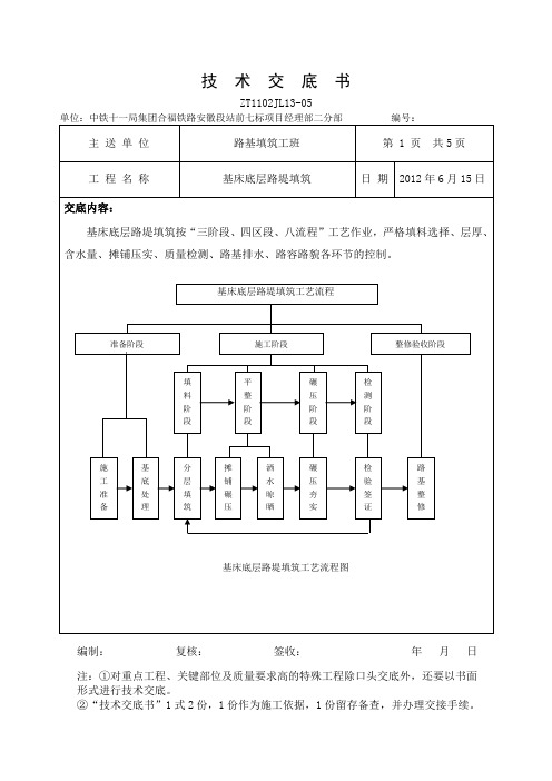 基床底层及基床以下路堤填筑