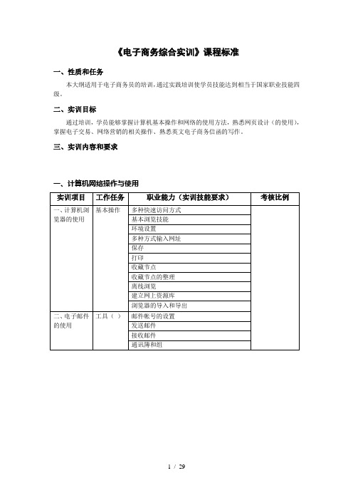 《电子商务综合实训》课程标准